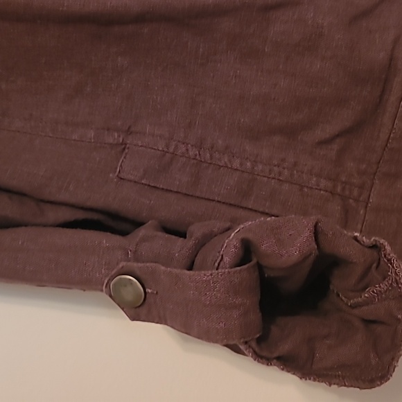 Maurices dark brown ruffled & button accent, rolled cuff, open jacket Sz  M - Picture 2 of 8